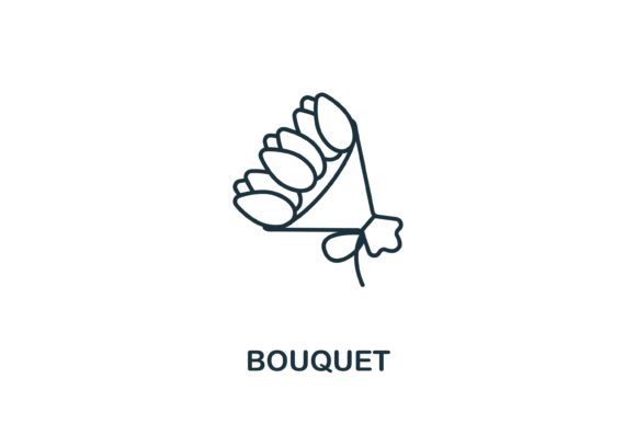 Simple Line Bouquet Icon for Versatile Design Projects